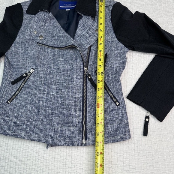 Burberry Blue Label Moto Jacket Blue Navy Blue Women's Size 38 US 6 - Picture 13 of 14